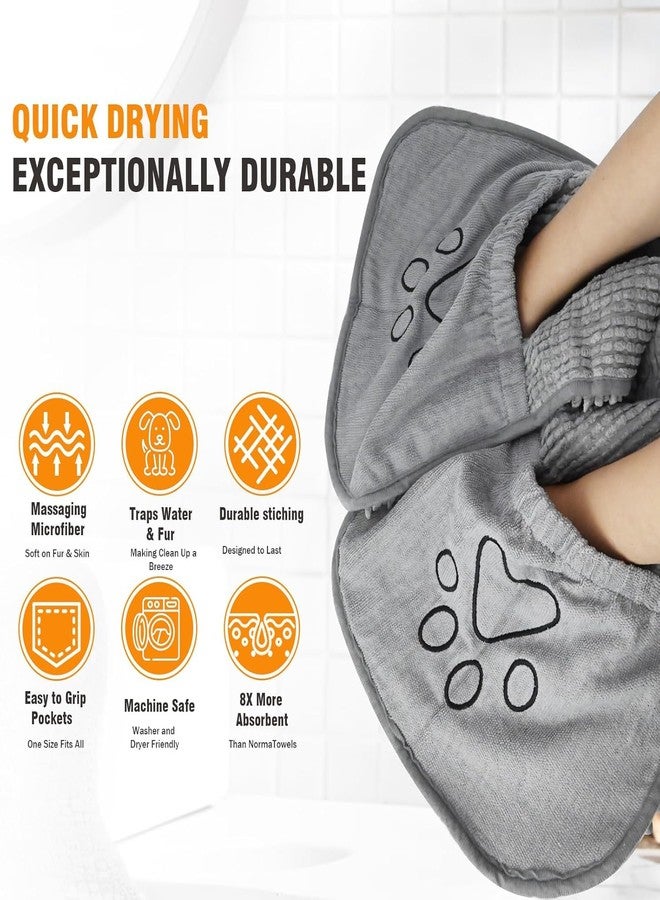 ZMOXY Microfiber Pet Bath Towel - Ultra Soft & Super Absorbent Drying Towel with Hand Pockets for Dogs & Cats - Quick Dry Towel for Medium & Large Pets - Ideal for Bath, Rain, Travel & Beach - Image 3